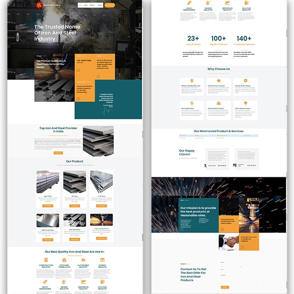 swastik iron and steel website design by rankofy